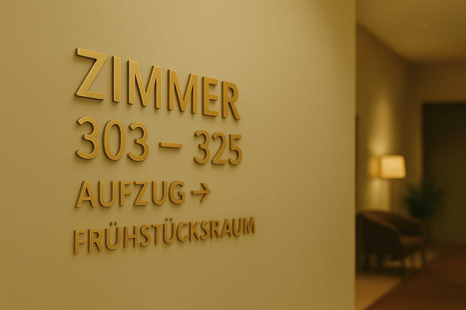Hotelbeschriftung Messingbuchstaben und Zimmernummern