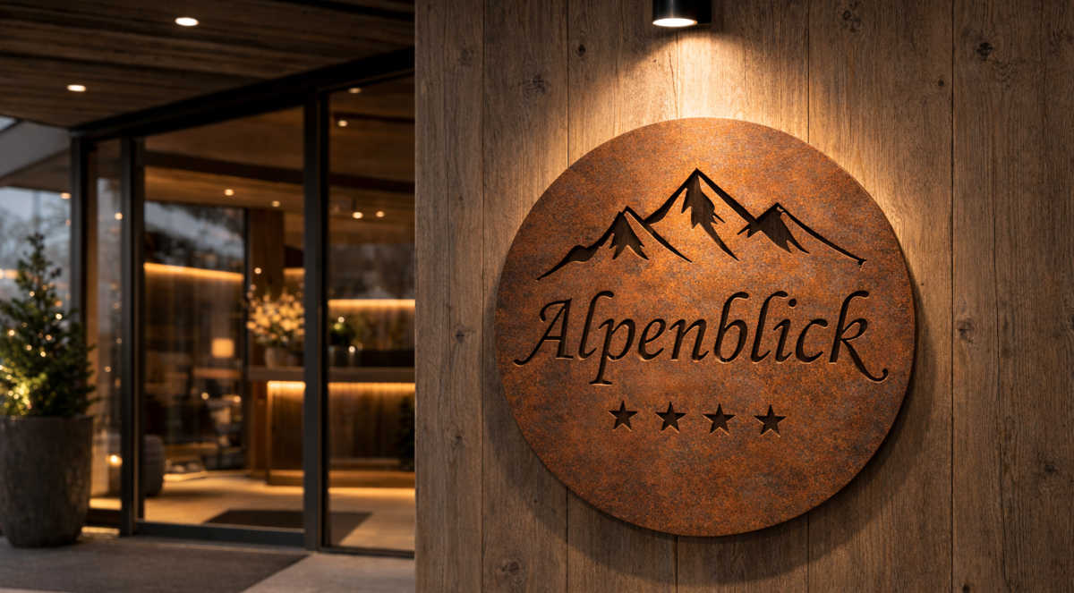 Cortenstahlschild Logo