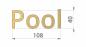 Preview: Messingschriftzug Pool mit Abmessung
