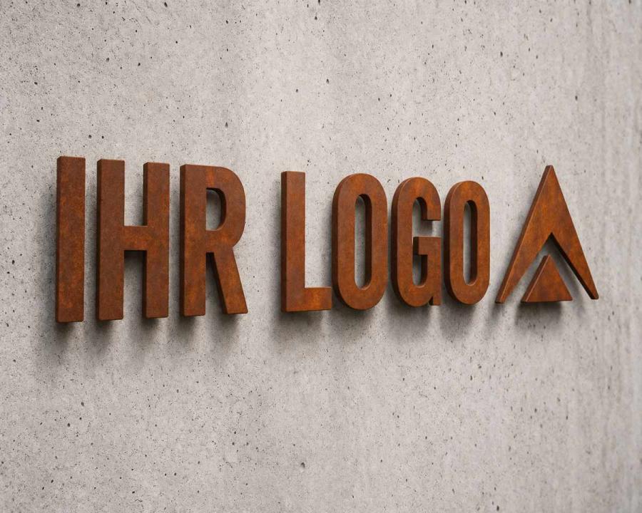 Cortenstahl Logo / Ihr Firmenlogo aus wetterfestem Baustahl