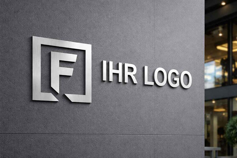 Edelstahl Logo / Ihr Firmenlogo aus gebürstetem Edelstahl