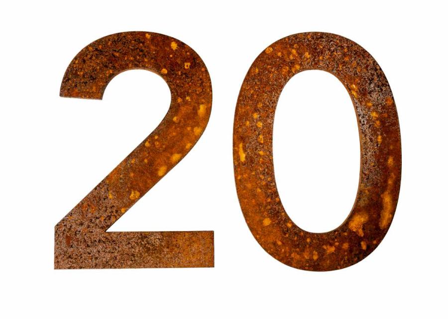 Preview: Hausnummer rostig Cortenstahl 25 cm - 8 mm dick massiv