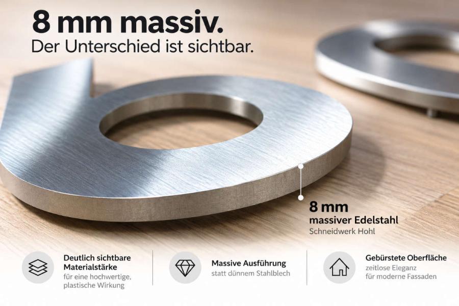 Preview: Massive Edelstahlhausnummer