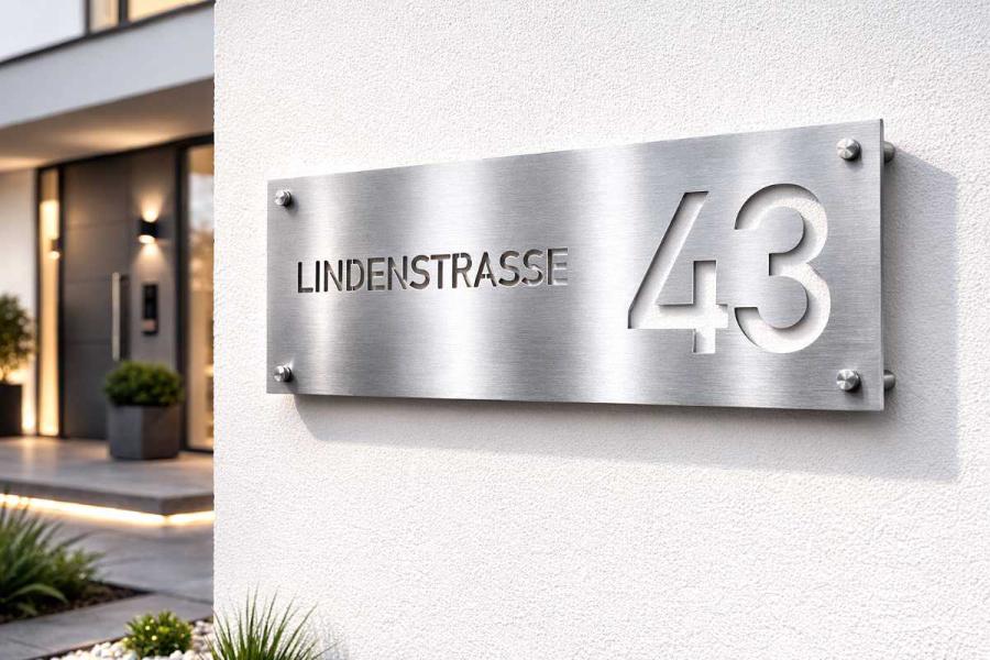 Hausnummernschild mit Strasse