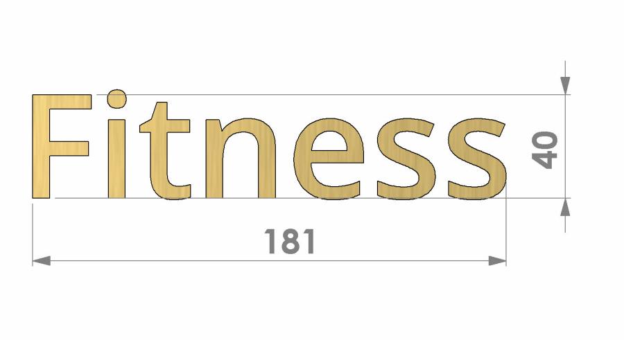 Preview: Messingschriftzug Fitness Maße