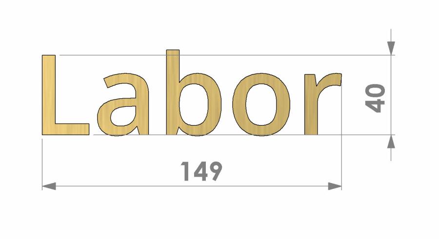 Preview: 3D Messingbuchstaben Labor mit Maßen