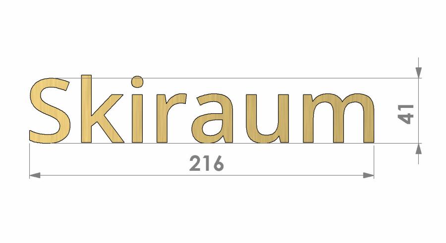 Preview: 3D Messingletter Sport Skiraum Bemassung