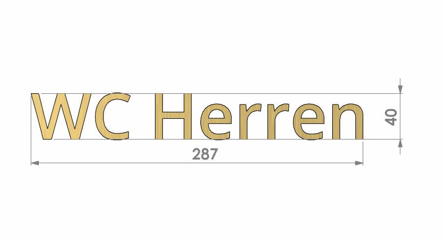 Preview: Messinglettern WC Männer Bemaßung