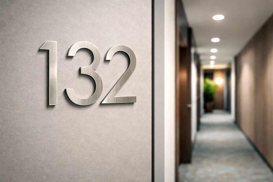 Zimmernummer Edelstahl Hotel