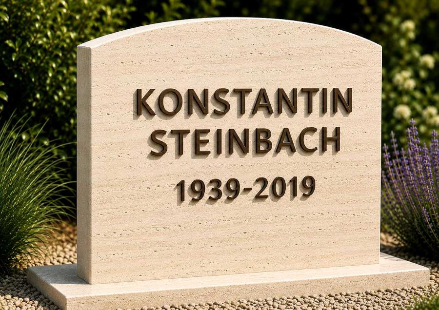 Grabbeschriftung aus Zinnbronze, Schriftgröße 40mm