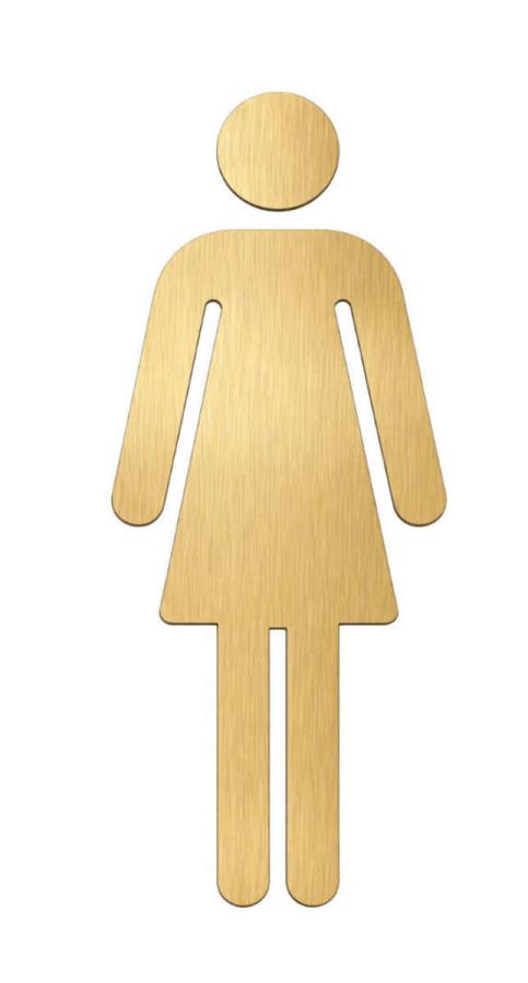 WC Piktogramm Dame Messing 150 mm geschliffen, lackiert