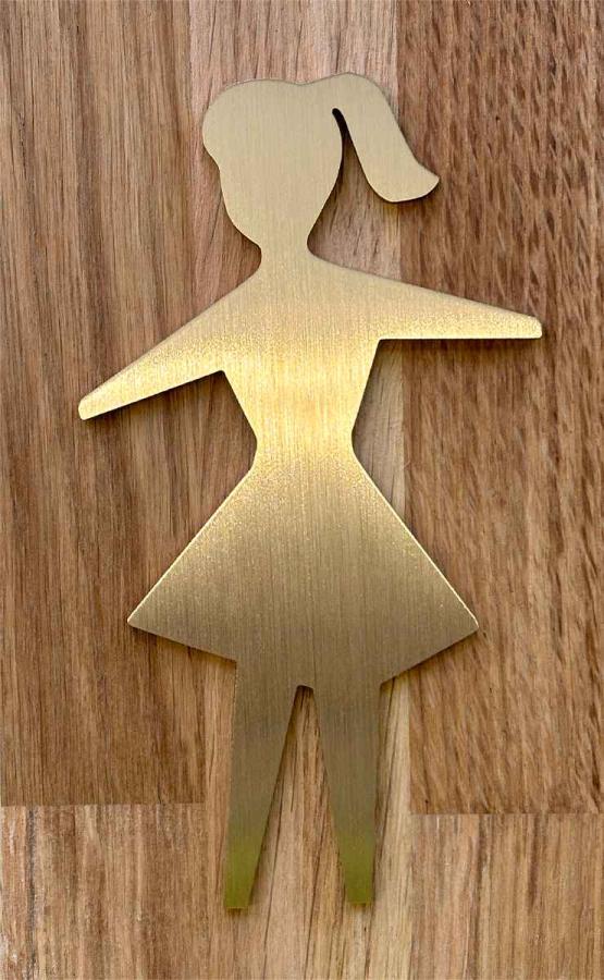 Preview: Piktogramm WC Damen auf Holz