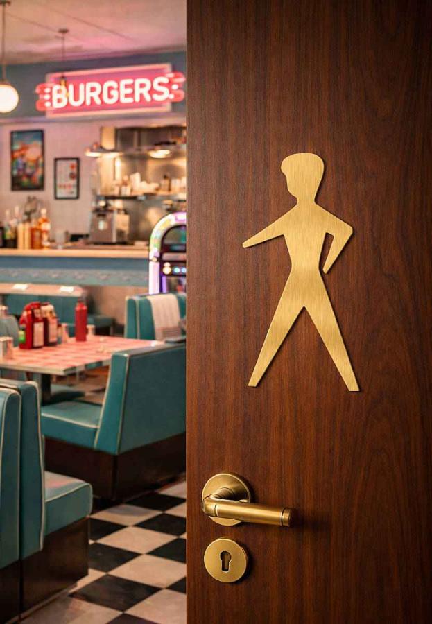 Preview: Messing Piktogramm,  WC Herren, 150 mm, 3 mm stark