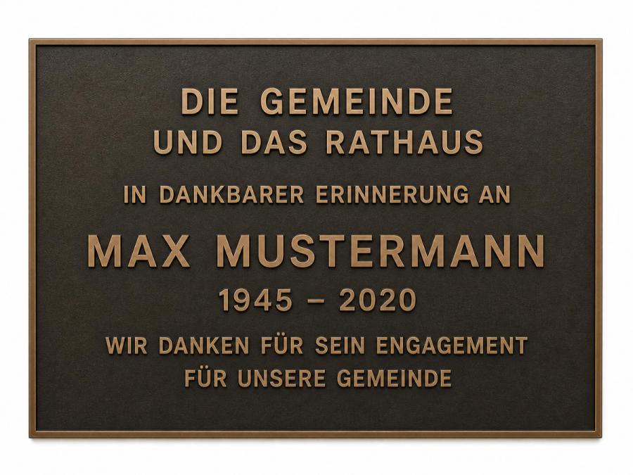 Preview: Bronzeguss Schild individuell mit ihrem Text