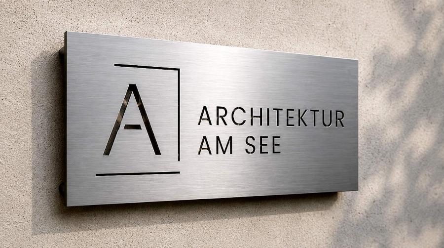 Elegantes Designschild mit individuellem Logo  - KI-generierte Produktvisualisierung