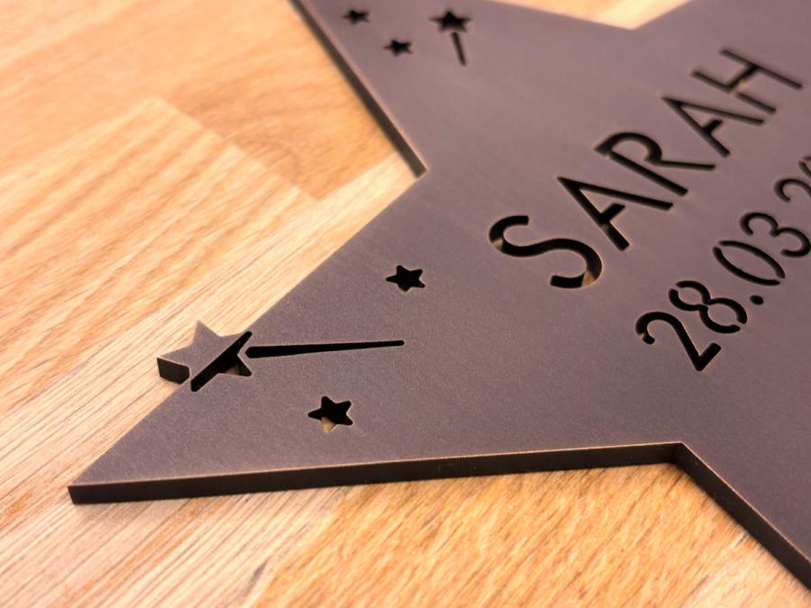Preview: Bronzegedenkschild in Sternform 4 mm massiv echt brüniert