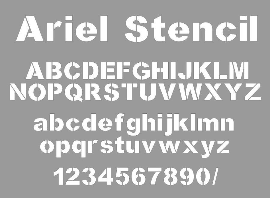 Schriftart "Ariel Stencil"