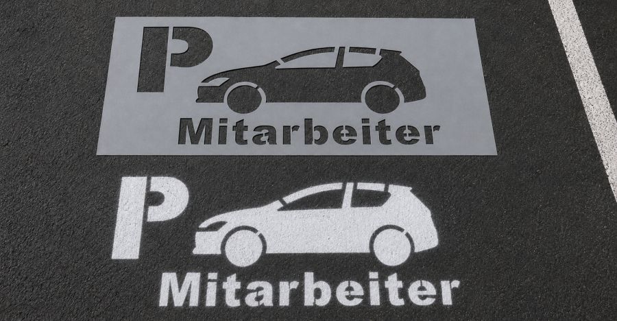 Markierschablone aus Edelstahl Stellplatz Mitarbeiter