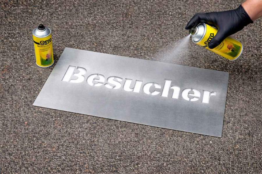 Sprühschablone mit Ihrem Text aus Zinkblech