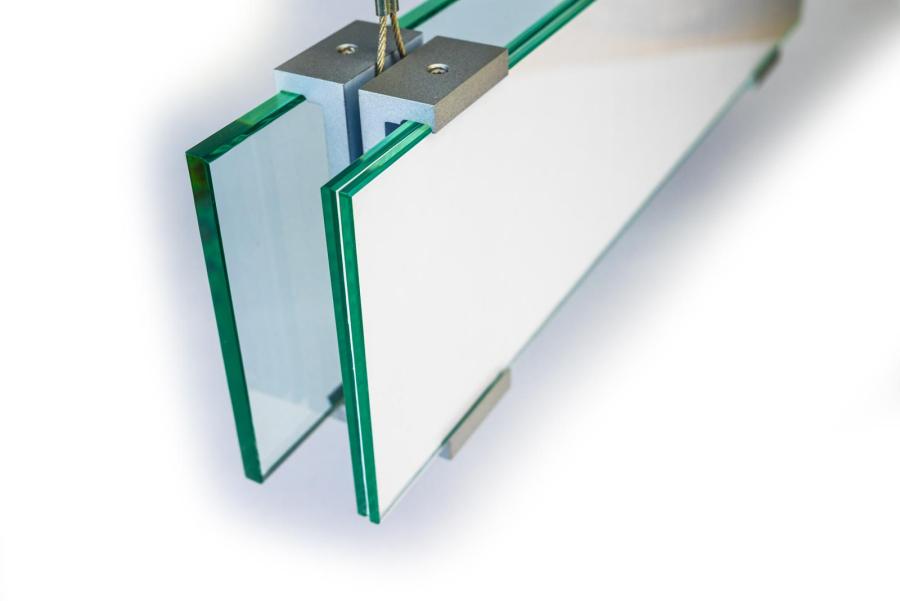 Preview: VIGO Deckenhänger 421 x 106 mm indoor aus Glas und Aluminiumhalterung