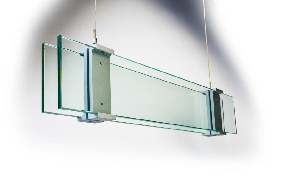 Preview: VIGO Deckenhänger 595 x 106 mm outdoor aus Glas und Aluminium Halterung