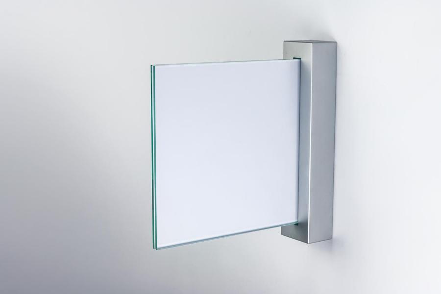 Preview: VISIGN Fahnenschild 170 x 149 mm aus Glas und Aluminium Halterung