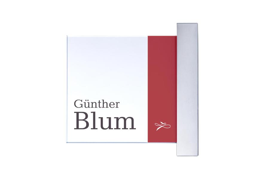 VISIGN Fahnenschild 170 x 149 mm aus Glas mit Aluminiumhalter mit austauschbarer Beschriftung