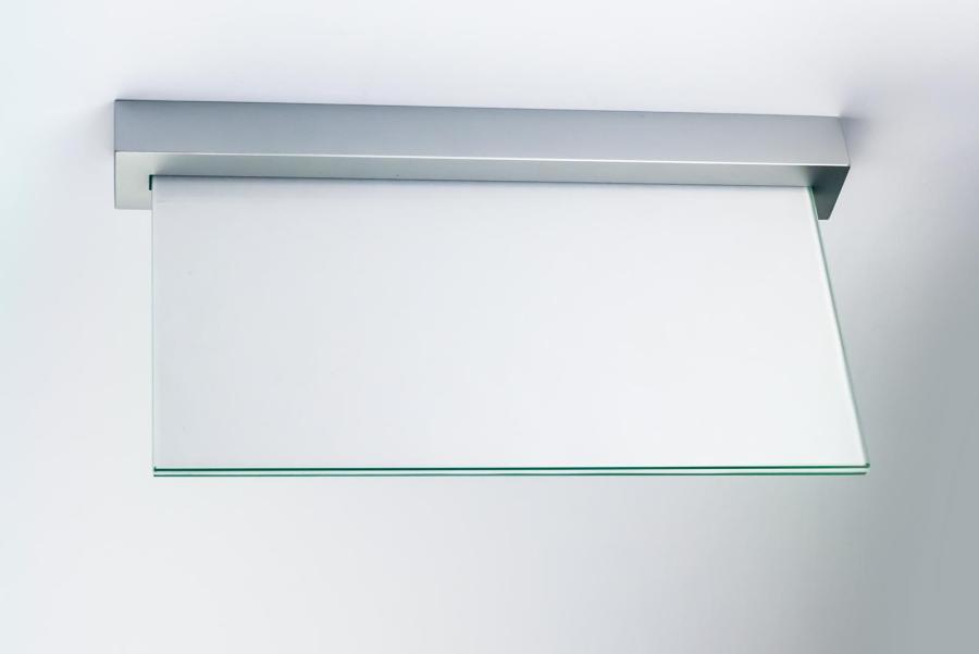Preview: VISIGN/VIGO Deckenfahne 198  x 170 mm aus Glas und Aluminium Halterung