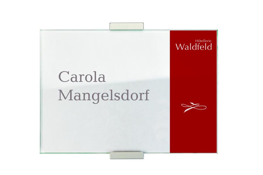 VIGO Türschild 211 x 149 mm aus Glas mit Aluminiumhalter mit austauschbarer Beschriftung