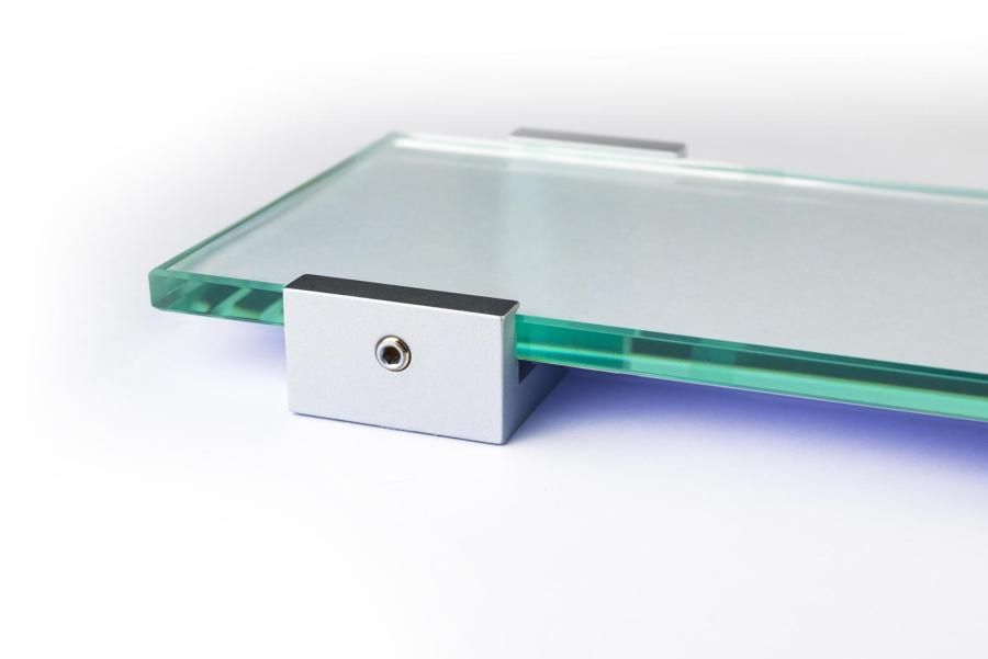 VIGO Wandschild 595 x 106 mm outdoor aus Glas und Aluminiumhalterung