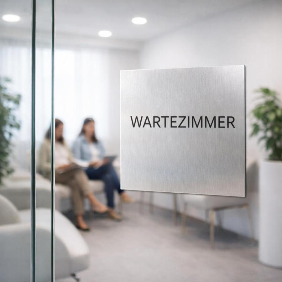 Türschild Edelstahl Wartezimmer für Praxis und Klinik