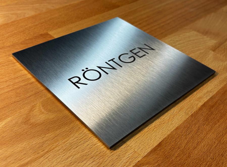 Türschild | Edelstahl | VINOX | 160 x 160 mm | mit Ihrem Wunschtext