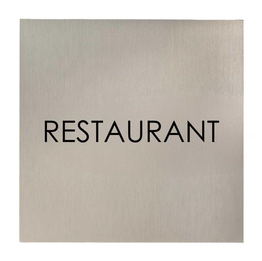 Türschild aus Edelstahl für Hotels und Gastro
