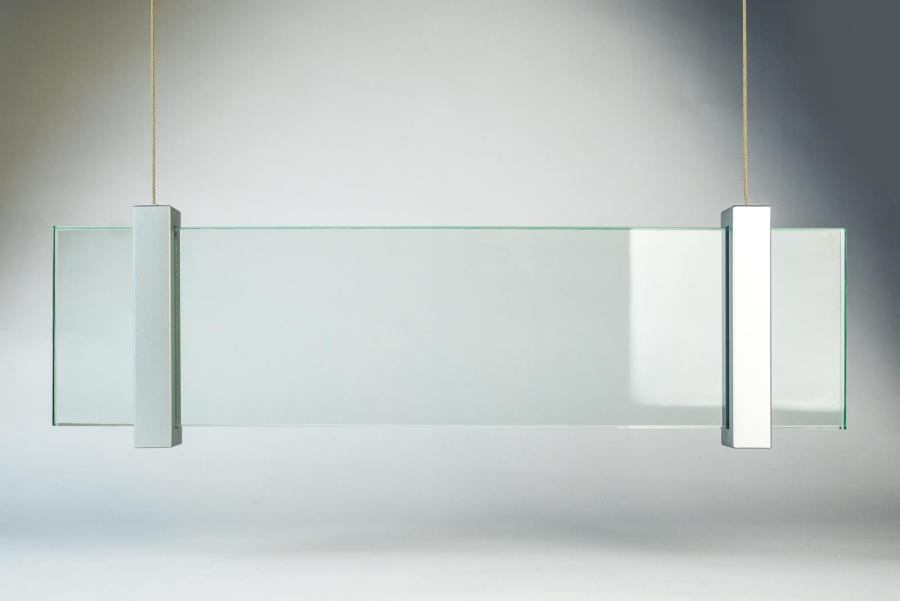 Preview: VISIGN Deckenhänger 421 x 106 mm outdoor aus Glas und Aluminium