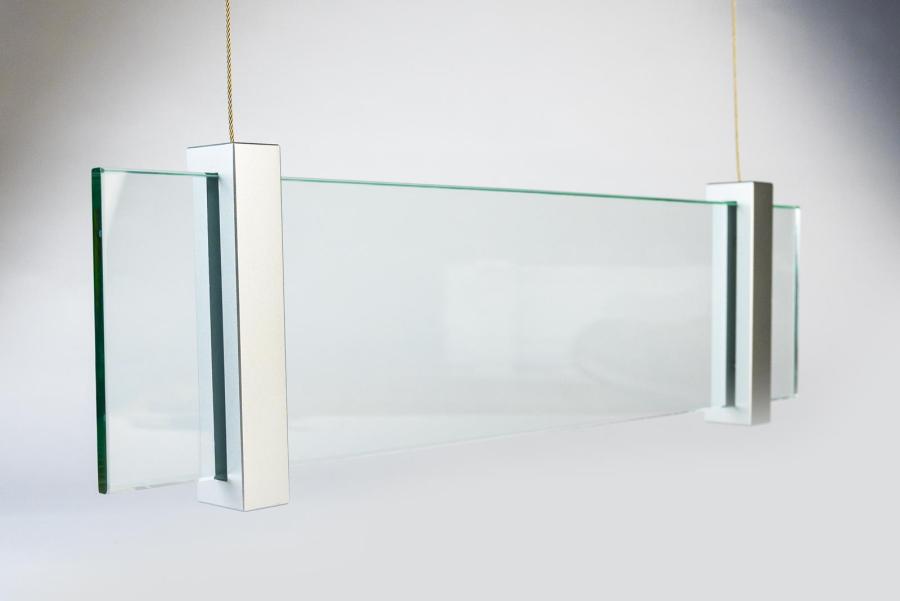 VISIGN Deckenhänger 421 x 106 mm outdoor aus Glas und Aluminium Halterung