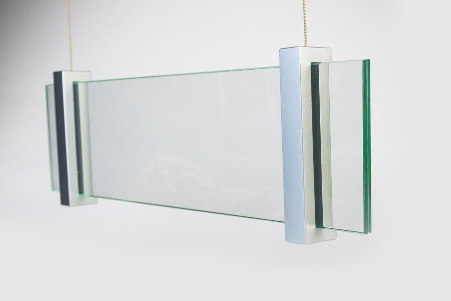 Preview: VISIGN Deckenhänger 421 x 106 mm indoor aus Glas und Aluminiumhalterung