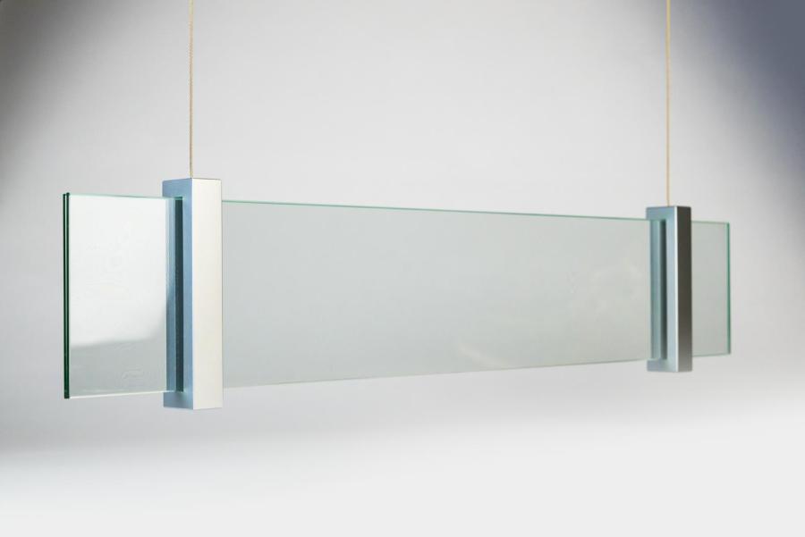 Preview: VISIGN Deckenhänger 595 x 106 mm indoor aus Glas und Aluminium