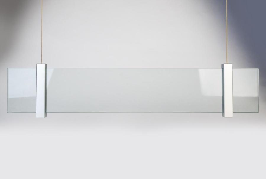 Preview: VISIGN Deckenhänger 595 x 106 mm aus Glas und Aluminium