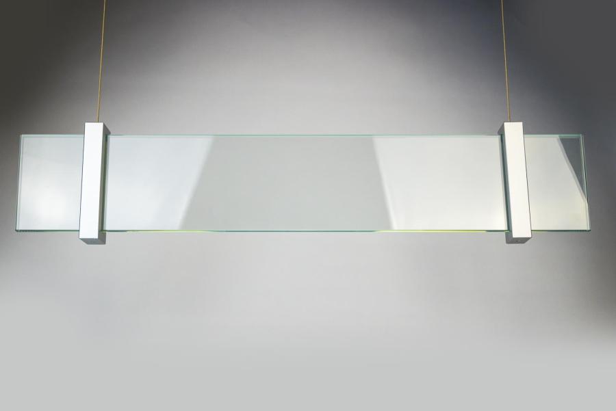 VISIGN Deckenhänger 595 x 106 mm aus Glas und Aluminiumhalterung
