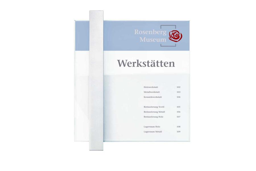 VISIGN Türschild 200 x 211 mm  aus Glas mit Aluminiumhalter mit austauschbarer Beschriftung