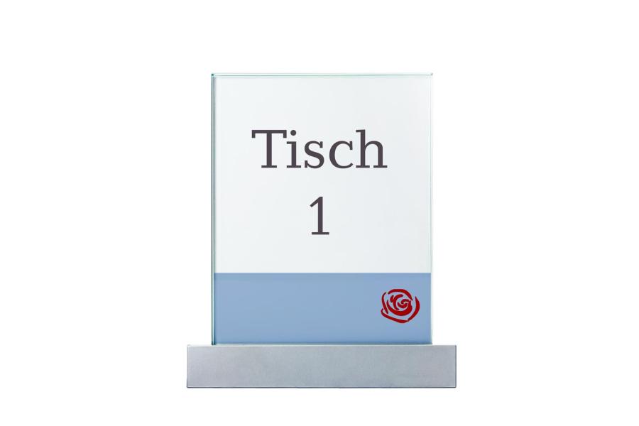 VISIGN Tischaufsteller 106 x 149 mm aus Glas und Aluminium