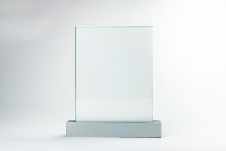 Preview: VISIGN Tischaufsteller 106 x 149 mm aus Glas und Aluminium