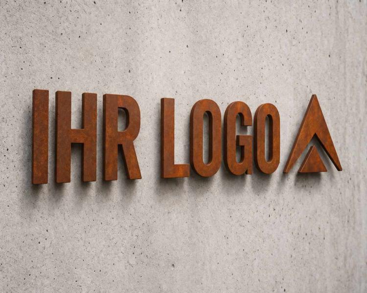 Cortenstahl Logo / Ihr Firmenlogo aus wetterfestem Baustahl