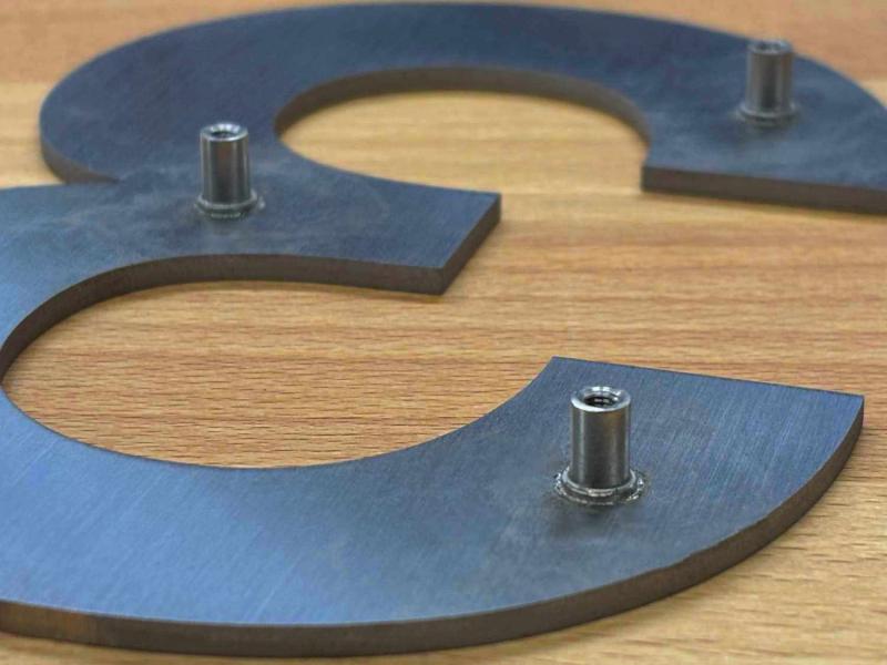 Edelstahl Hausnummer rückseitige Gewindebuchsen