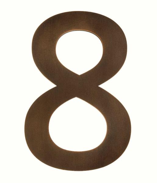 Hausnummer aus Zinnbronze, 20 cm, massive 6 mm stark