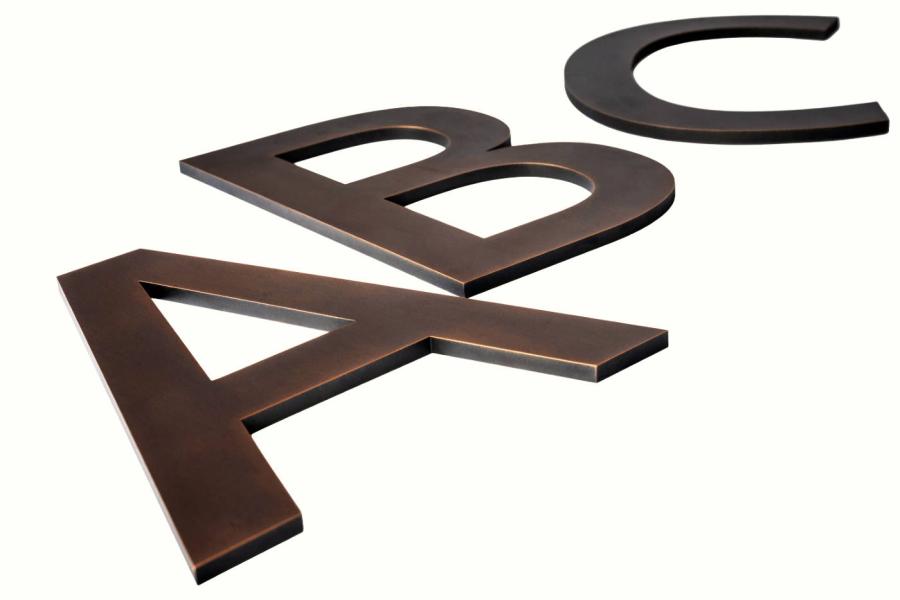 Zinnbronze Hausnummer 20 cm, 6 mm stark