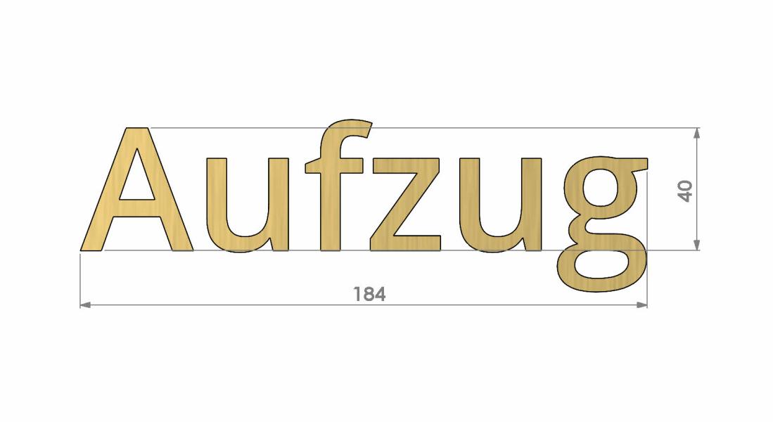 Messingbuchstaben Aufzug Bemaßung
