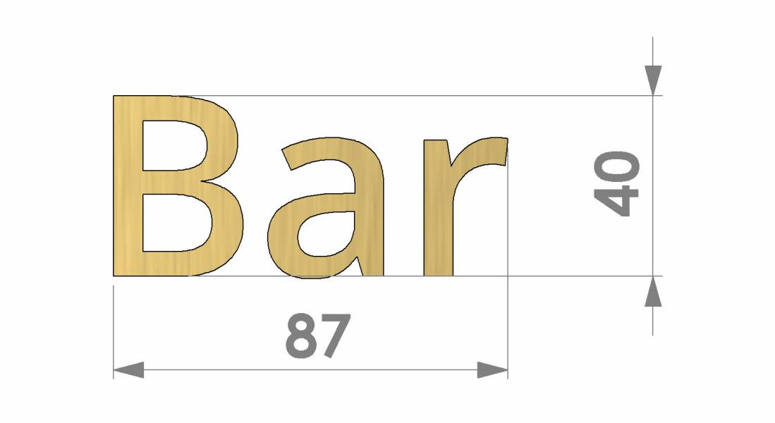 Bemaßung Goldschrift Bar