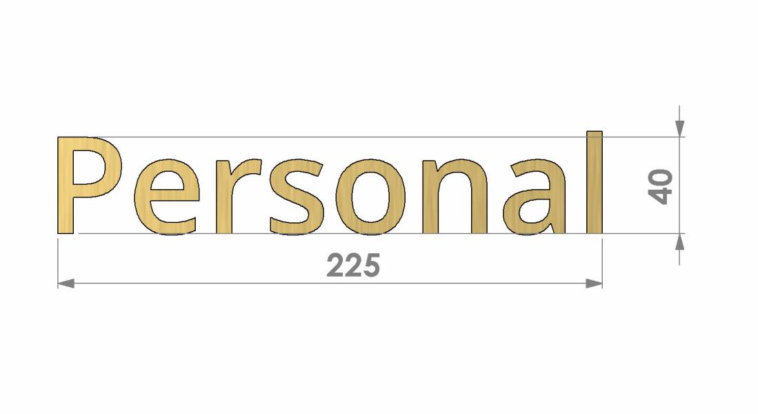 3D Messingschriftzug Personal Bemaßung