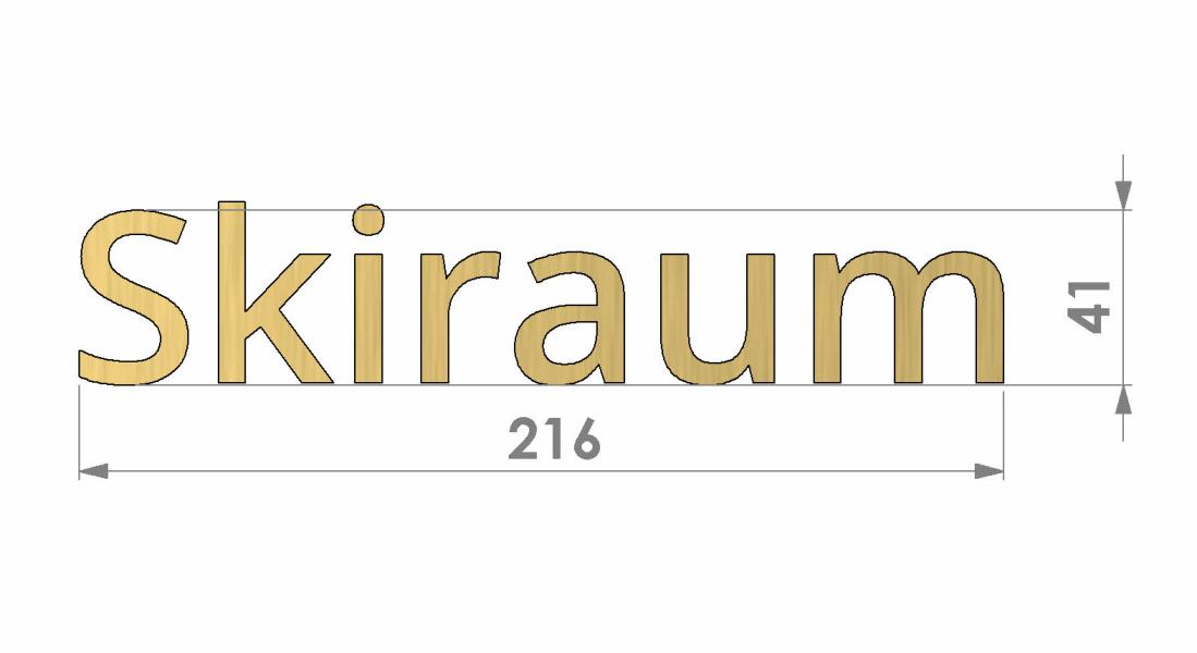 3D Messingletter Sport Skiraum Bemassung